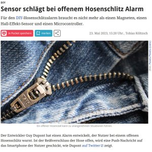 Sensor schlägt bei offenem Hosenschlitz Alarm